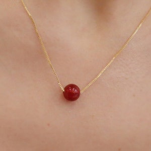 Red Agate Necklace,18k Gold Plated Chain with Pendant Natural Agate Women Necklace,Gift for Her, Agate Necklace