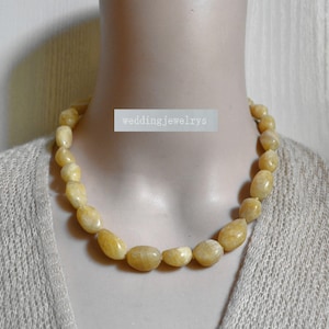 natural light yellow jade necklace,Goldline Jade beadsJewelry,Women Necklace Bridesmaid Gifts,single strand warm jade beaded necklace