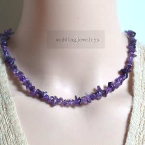 Natural Purple Amethyst Necklace,February Birthstone Necklace,Amethyst Jewelry,Gift.5x10mm Purple Amethyst Necklace,Gemstone Necklace