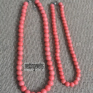Pink coral beaded necklace,8-10mm pink coral Necklace for men and women,pink coral necklace,coral necklace,bead necklace, wedding necklace