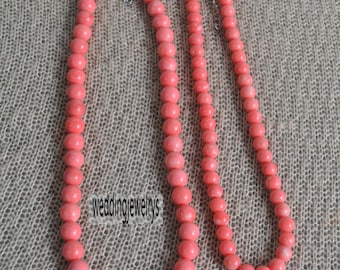 Collar de cuentas de coral rosa hecho a mano, cuentas de coral de 8 mm