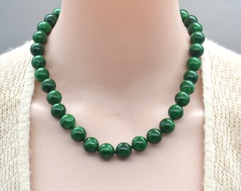 Collana Giada Naturale Verde 3 File Perle 4-12 Mm - Pietre Preziose Ro Tonde Lunghezza 18-20 Pollici