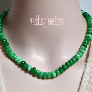 Grüne Jade Perlen Halskette, 5x8mmJade Perlen, Hochzeitsschmuck, Perlenkette, Statement-Halskette, Choker Halskette, Handgeknüpfte Edelstein-Halskette