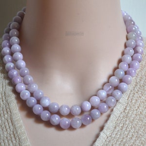 Natural kunzite necklace,10mm kunzite Beads Wedding Jewelry,Round Bead for Energy Healing Necklace Jewelry,16-17&quot;kunzite necklace