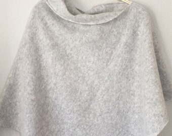 Poncho soft merino lambswool pale silver grey