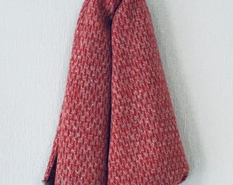 Scarf - super soft merino lambswool Nordic scarf in marled berry red and silver grey