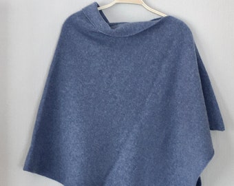 Poncho soft merino lambswool jeans blue