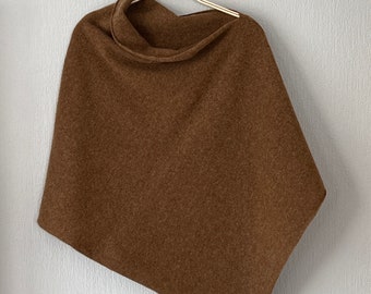 Poncho soft merino lambswool drift wood brown