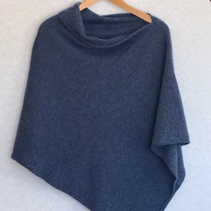 Poncho soft merino lambswool denim blue