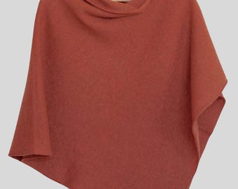 Poncho verbrand oranje zachte merino lamswol