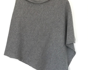 Poncho soft merino lambswool uniform grey