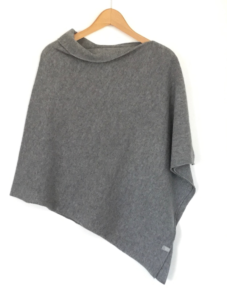 Poncho soft merino lambswool uniform grey