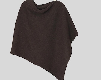 Poncho dark brown soft merino lambswool