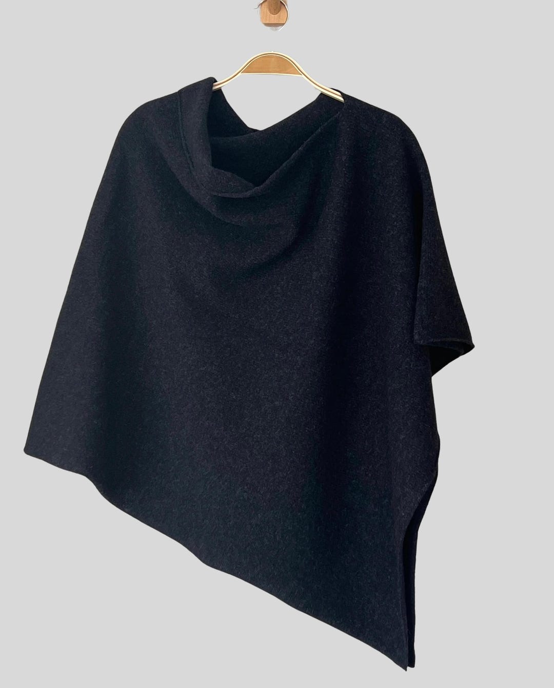 ne Quittez pas　Wool Emb Poncho Poncho Black Soft Merino Lambswool - Etsy