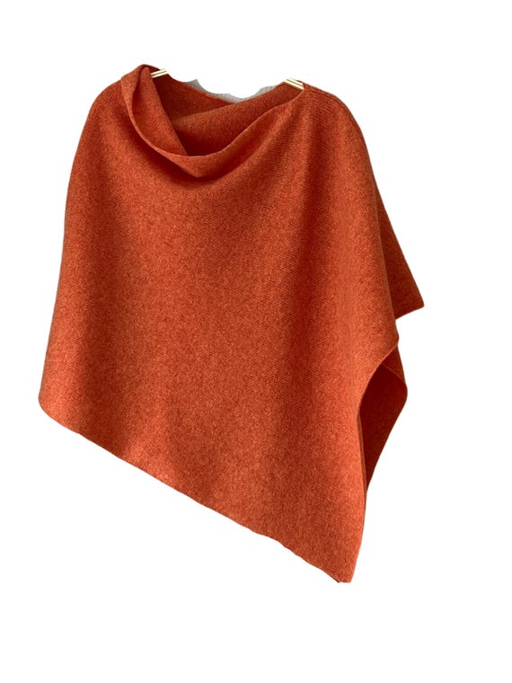 Poncho soft merino lambswool burnt orange