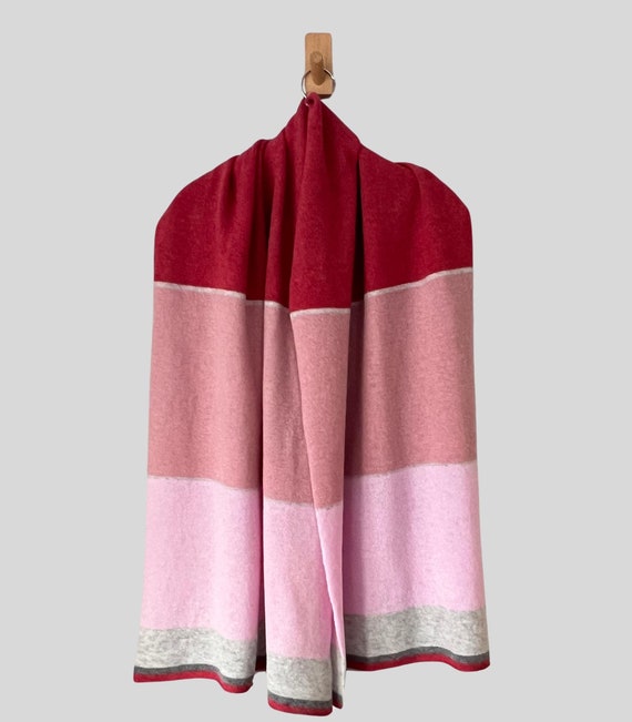 Shawl Scarf wrap luxuriously soft merino lambswool piglet, calamine, rouge pinks and light grey MADE TO ORDER