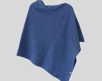 Poncho jeans blue merino lambswool