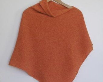 Poncho soft merino lambswool orange