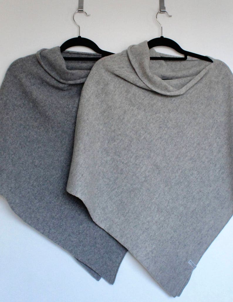 Poncho soft merino lambswool uniform grey image 4