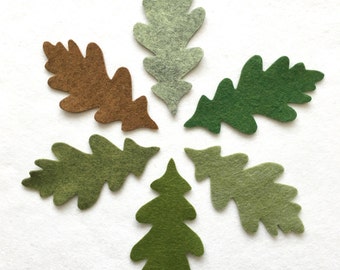 50 green/brown oak leaves. Felt flower garland, green felt oak leaves, hand made, felt die cuts, die cut leaves, felt leaf, DIY garland