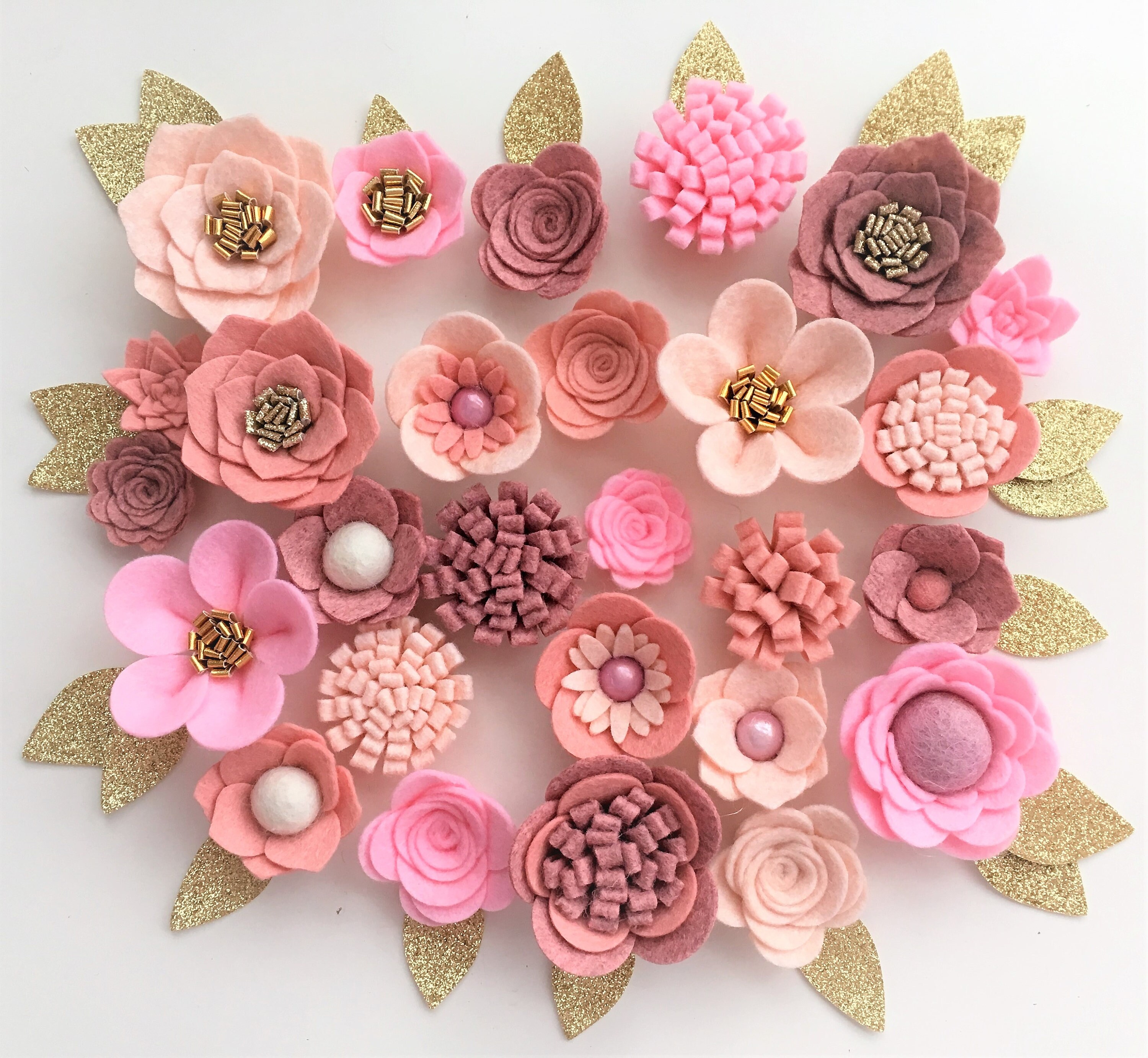 Hand made peach/pale/dusky/antique pink felt flowers/roses. Etsy