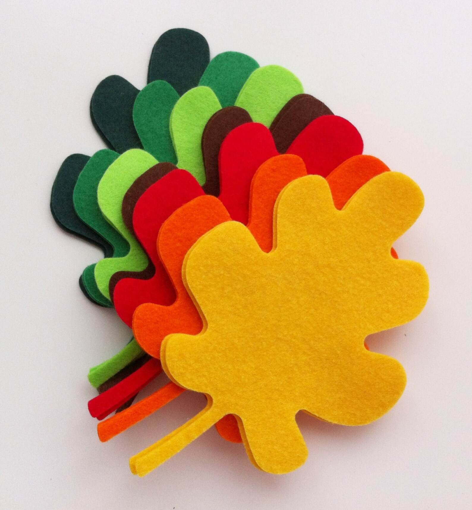 28 Felt Oak Leaves in Autumn Colours. Green Oak Leaves. Felt Etsy UK