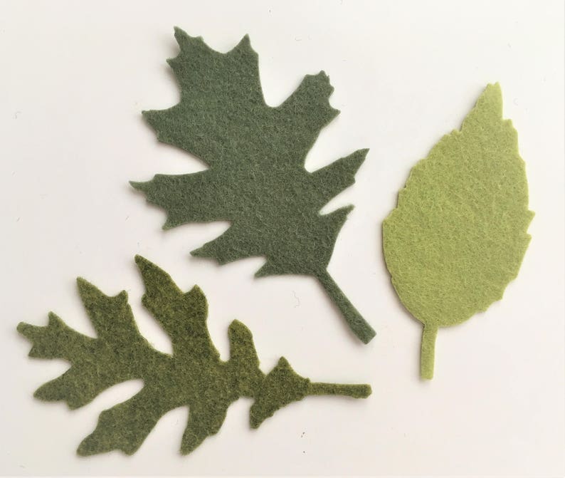 12 green felt leaves. Felt flower garland green felt oak Etsy