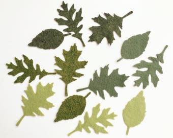 50 feuilles de feutrine verte. Guirlande de fleurs en feutre, feuilles de chêne en feutre vert, faites à la main, découpes en feutre, feuilles découpées, feuille de feutre, guirlande de bricolage