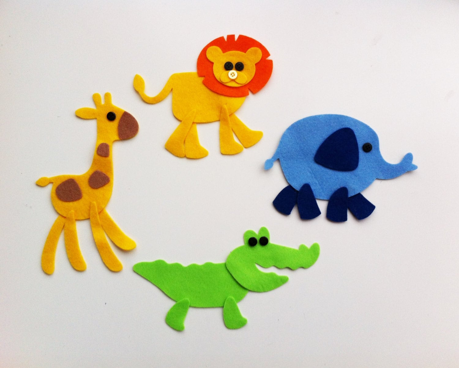 4 Diy/make Your Own Felt Jungle Animals. Sewing Projects Etsy