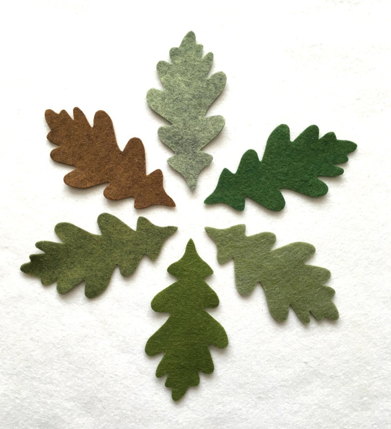12 Green/brown Oak Leaves. Felt Flower Garland Green Felt Oak Etsy UK