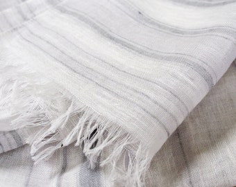 Seaside - Cotton/Linen 50/50%, Striped Scarf, Hand Woven in India, Women's, Men's, Unisex, Accessories - Tweedles