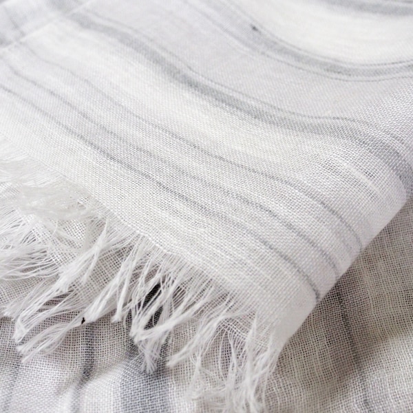 Seaside - Cotton/Linen 50/50%, Striped Scarf, Hand Woven in India, Women's, Men's, Unisex, Accessories - Tweedles