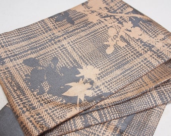 Dartmoor Check Scarf - Hand Printed Fashion Scarf - Shawl - Sophisticated Tartan Floral and Floral Cutout Design - Tweedles
