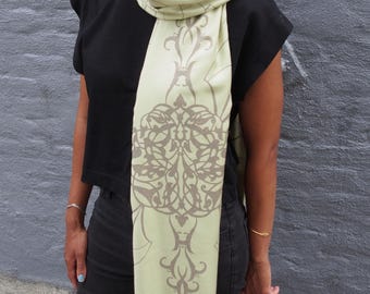 Roaring 20's Scarf - Hand Printed Fashion Scarf - Shawl - Large Art Deco Medallion Repeat Print - Tweedles