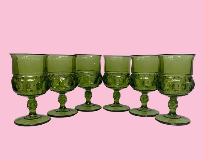 Vintage Wine Glasses Retro 1970s Tiffin Franciscan Crown Thumbprint