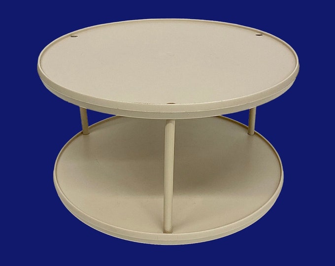 Vintage Lazy Susan Retro 1970s Rubbermaid Beige Plastic 2 Tier Spice Rack Condiment Organization