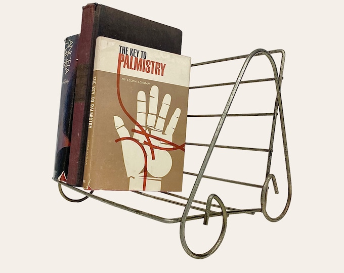 Vintage Book Rack Retro 1960s Mid Century Modern + Gold Metal ...