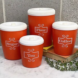 Vintage Canister Set Retro 1960s Mid Century Modern Orange | Etsy
