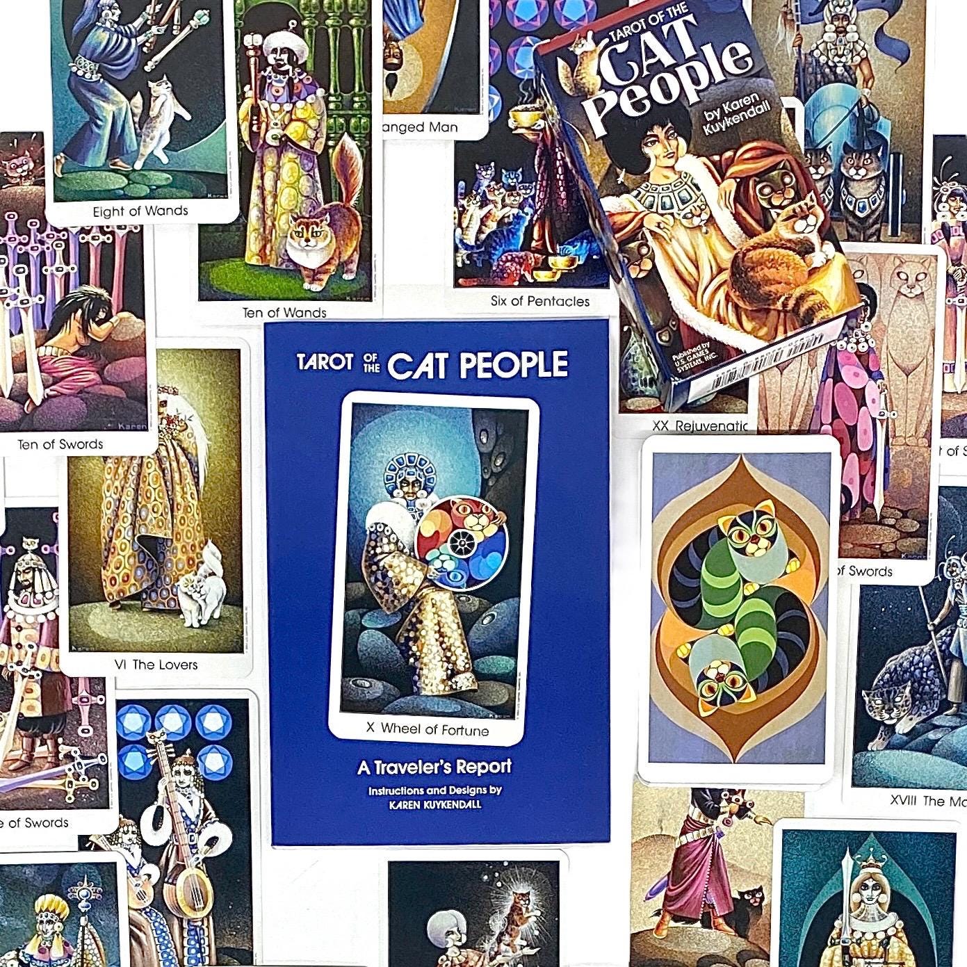 Vintage Tarot Card Deck and Book Set Retro 1990s Tarot of the Cat