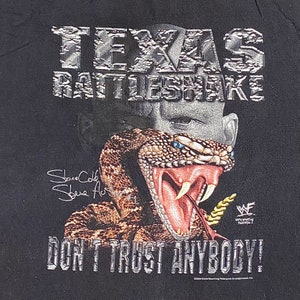 Vintage Stone Cold Steve Austin T-Shirt 1990s Retro Size XXL WWF Don't Trust Anybody Texas Rattlesnake Wrestling Tee Black Cotton image 3