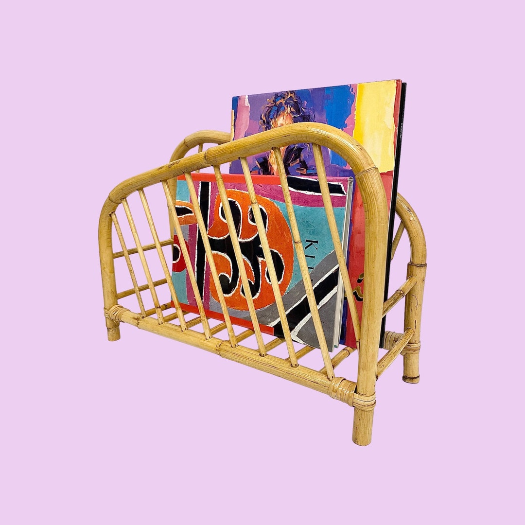 Vintage Magazine Rack Retro 1980s Bohemian Bamboo Frame Etsy