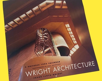 Vintage Frank Lloyd Wright 1996 Calendar Retro Wright Architecture + Photos By Paul Rocheleau + 12 Months + UNUSED + Universe Publishing