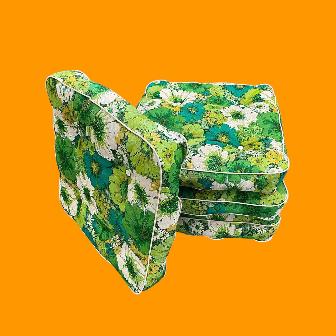 Vintage Patio Cushions 1960s Retro Size 23x23 Mid Century Etsy