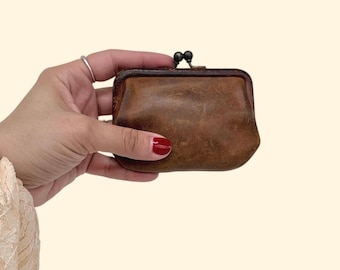 Coach Vintage British Tan Double Kisslock Change/coin Purse 7180