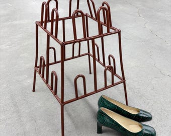 Vintage YAFFA Shoe Rack Retro 1980s Contemporary + Basic Line + Dark Brown + Holds 8 Pairs + Storage and Organization + Modern Home Decor