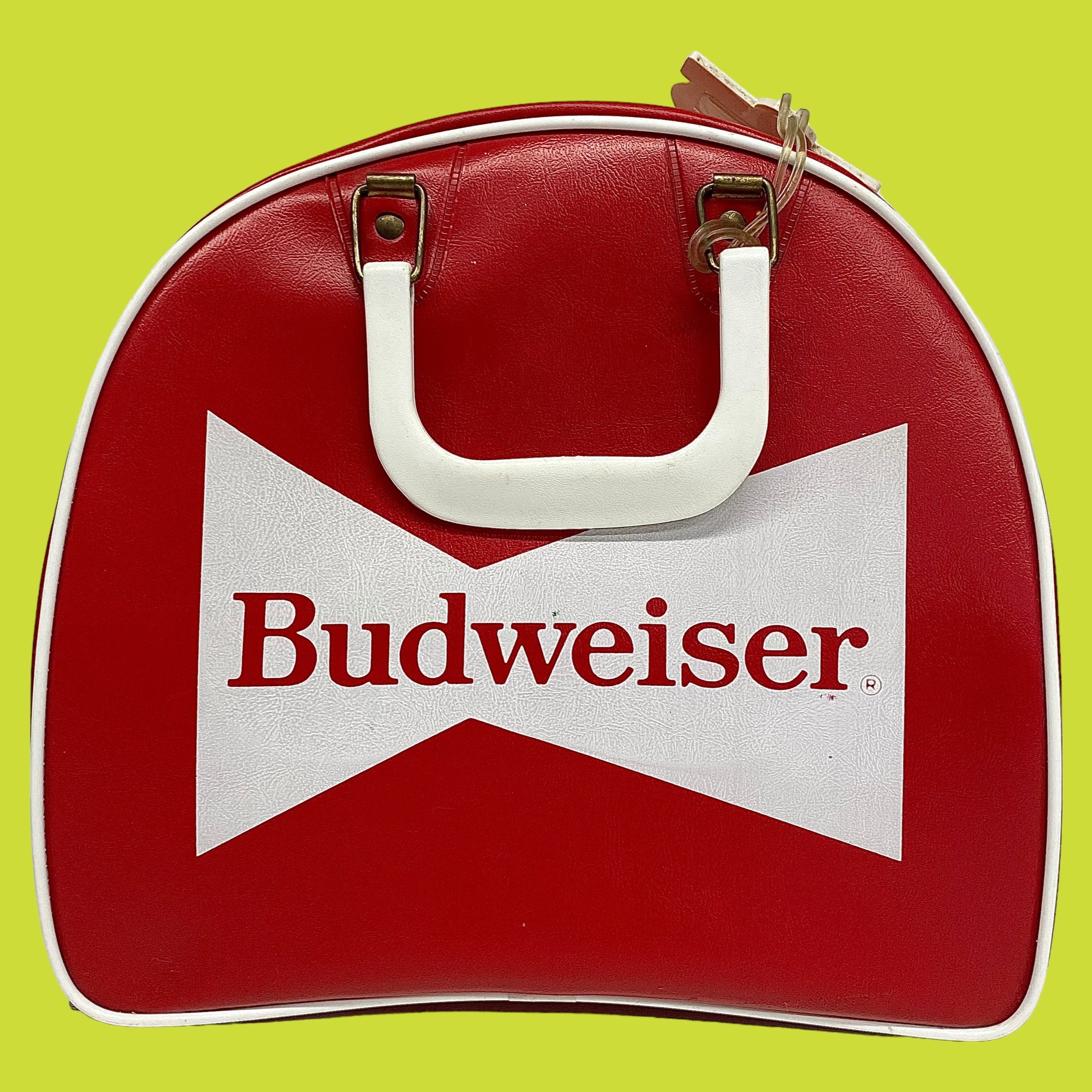 Vintage Budweiser Bowling Bag Retro 1970s Athletic + Red and White 