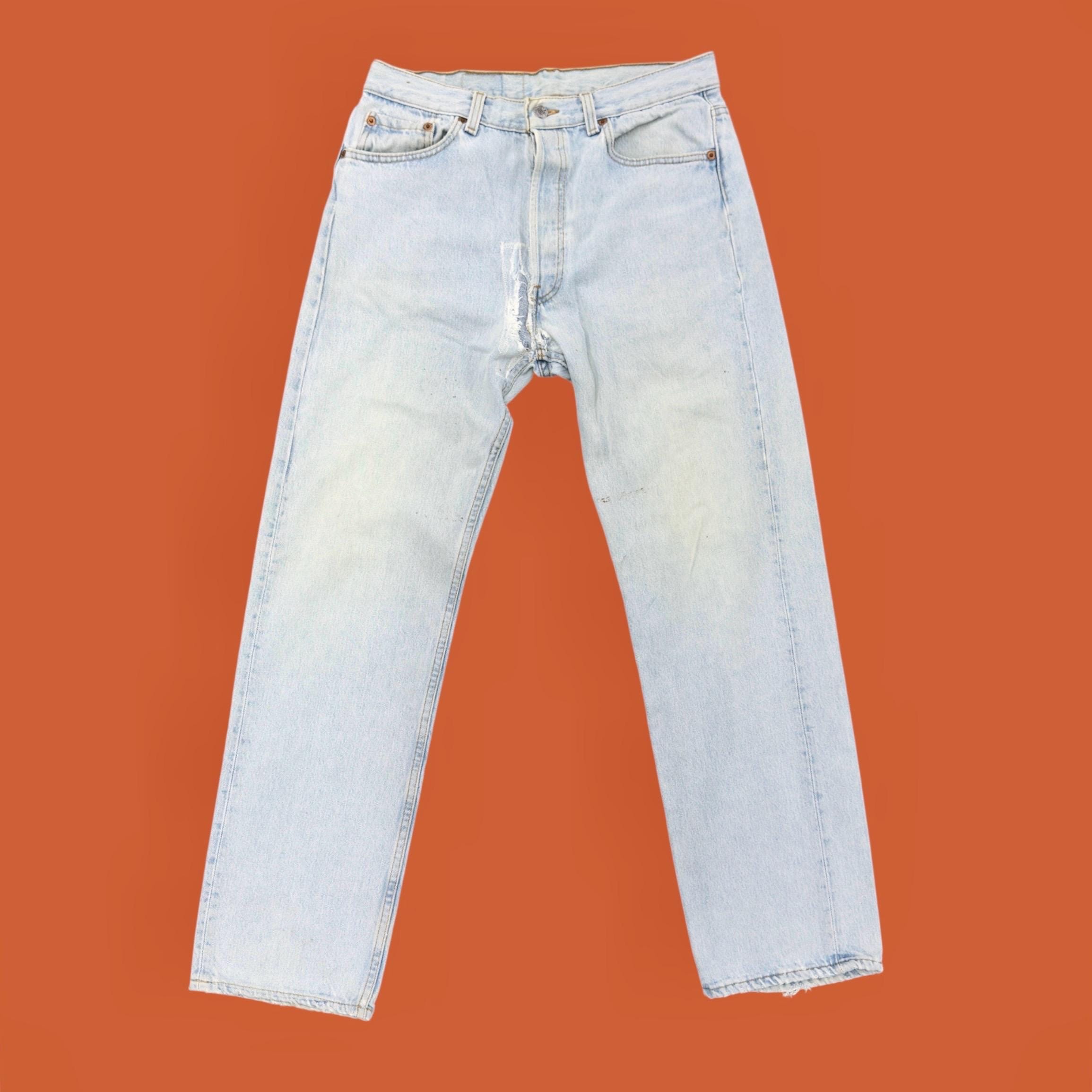 LEVI’S / 501 USA repair denim pants Levi's Original 501 Straight stretch Jeans- NEW- Rip Knee