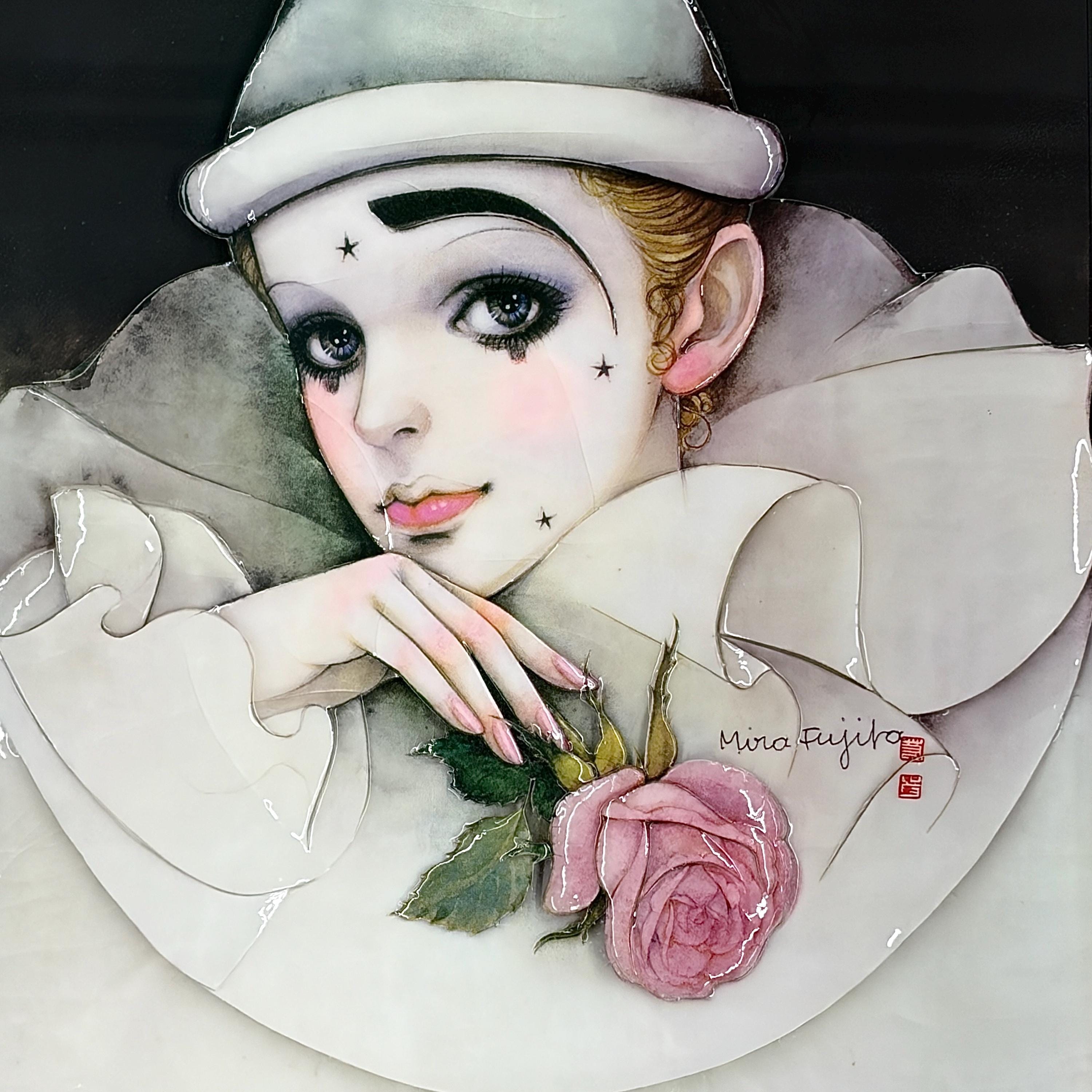 Vintage Mira Fujita 3D Offset Lithograph 1980s Retro Size 24x20