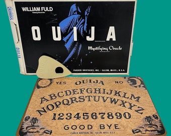 Vintage Ouija Board Retro 1960s Mid Century Modern + Parker Brothers + William Fuld + Talking Board Set + Mystifying Oracle + Spirit Game