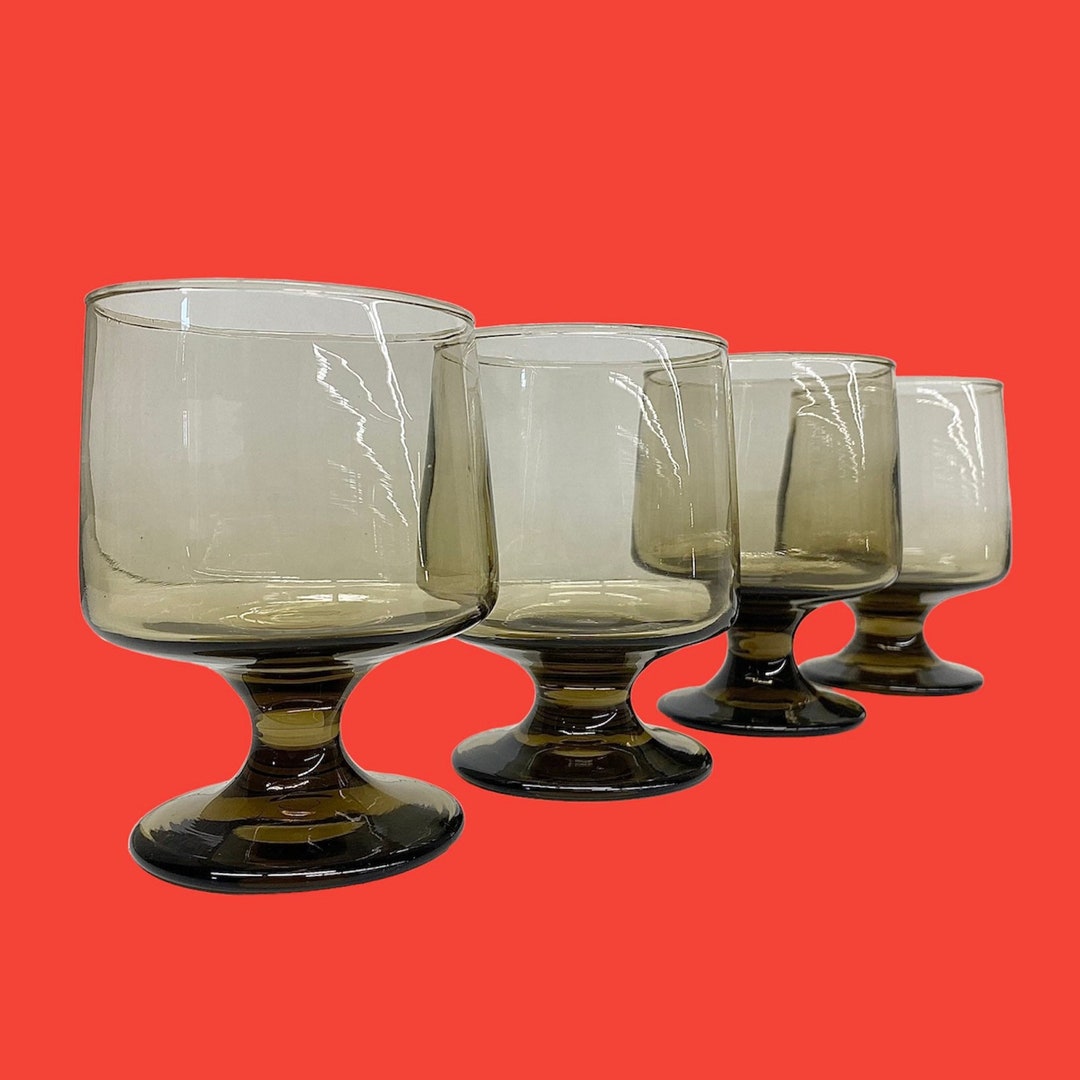 Vintage Whiskey Glasses Retro 1970s Mid Century Modern Libbey Tawny Accent on the Rocks Glass